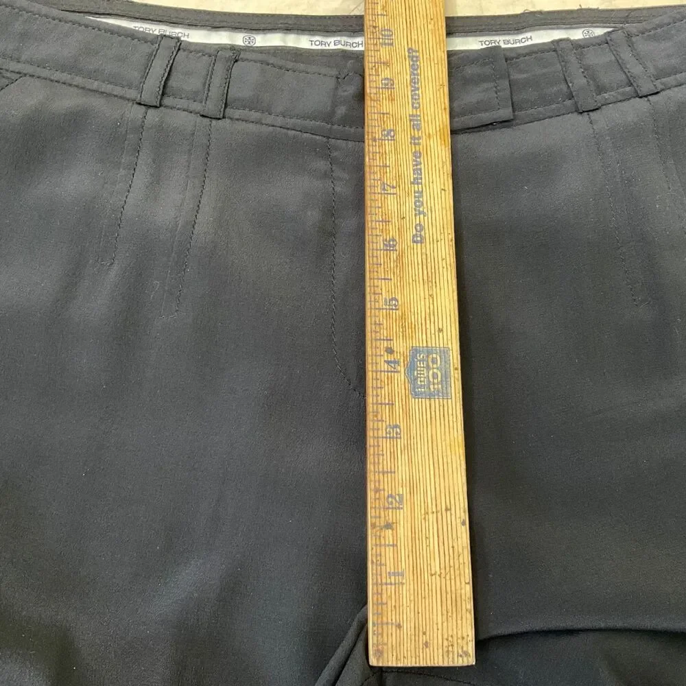 Tory Burch Pure Silk Black Trousers Women Sz. 10 Career Luxury Minimalist pocket